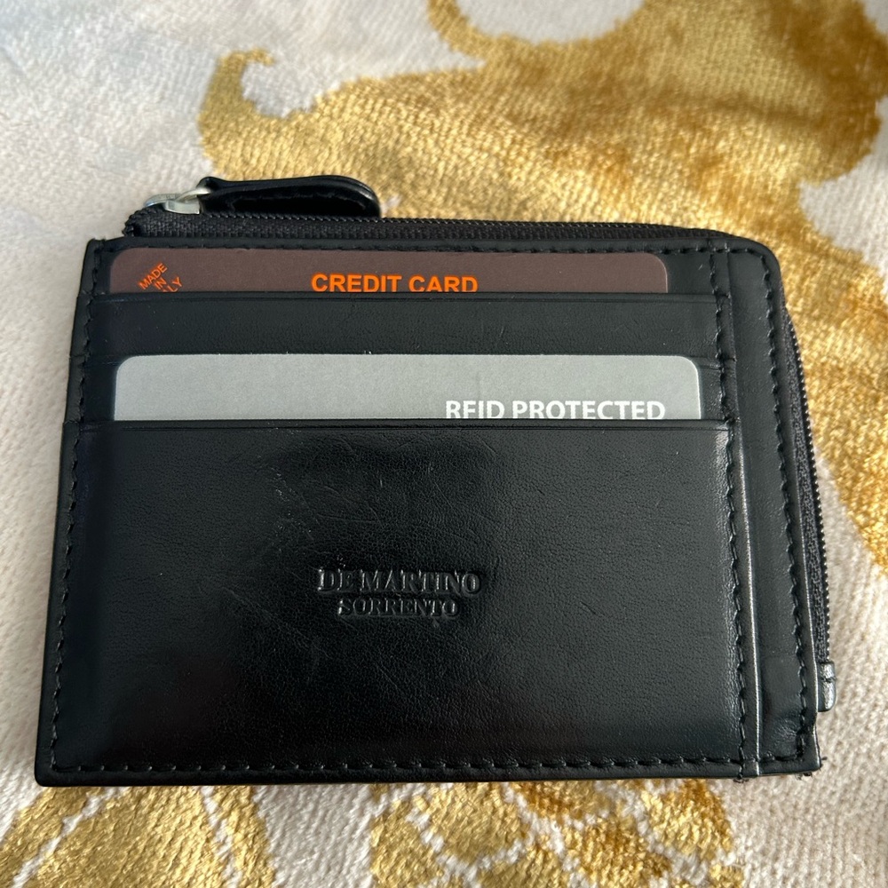 De Martino Sorrento 🇮🇹 Buffalo Leather Credit Card Holder Wallet - Black - Picture 4 of 5